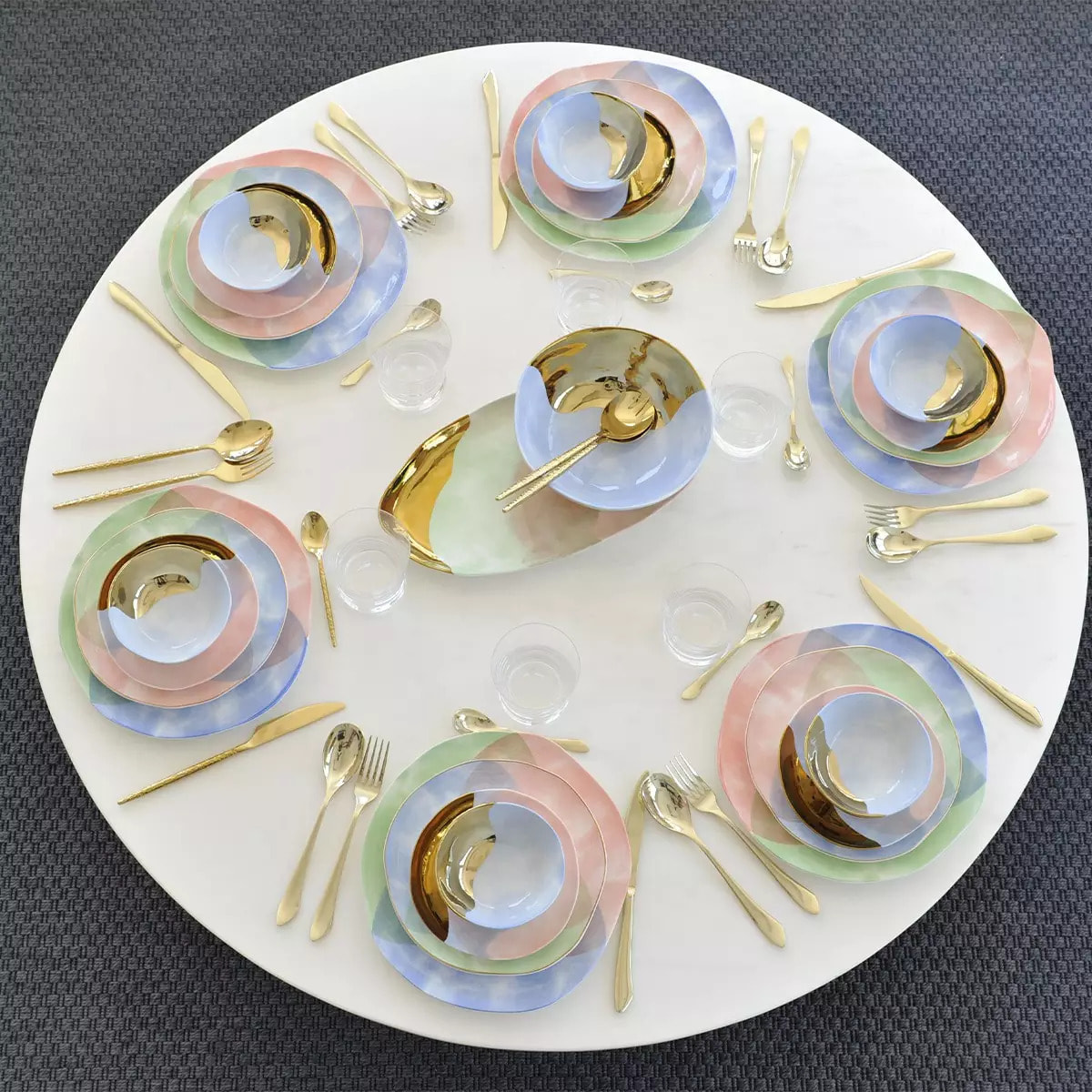 Lot de 6 Assiette à pain tricolore-Paradise