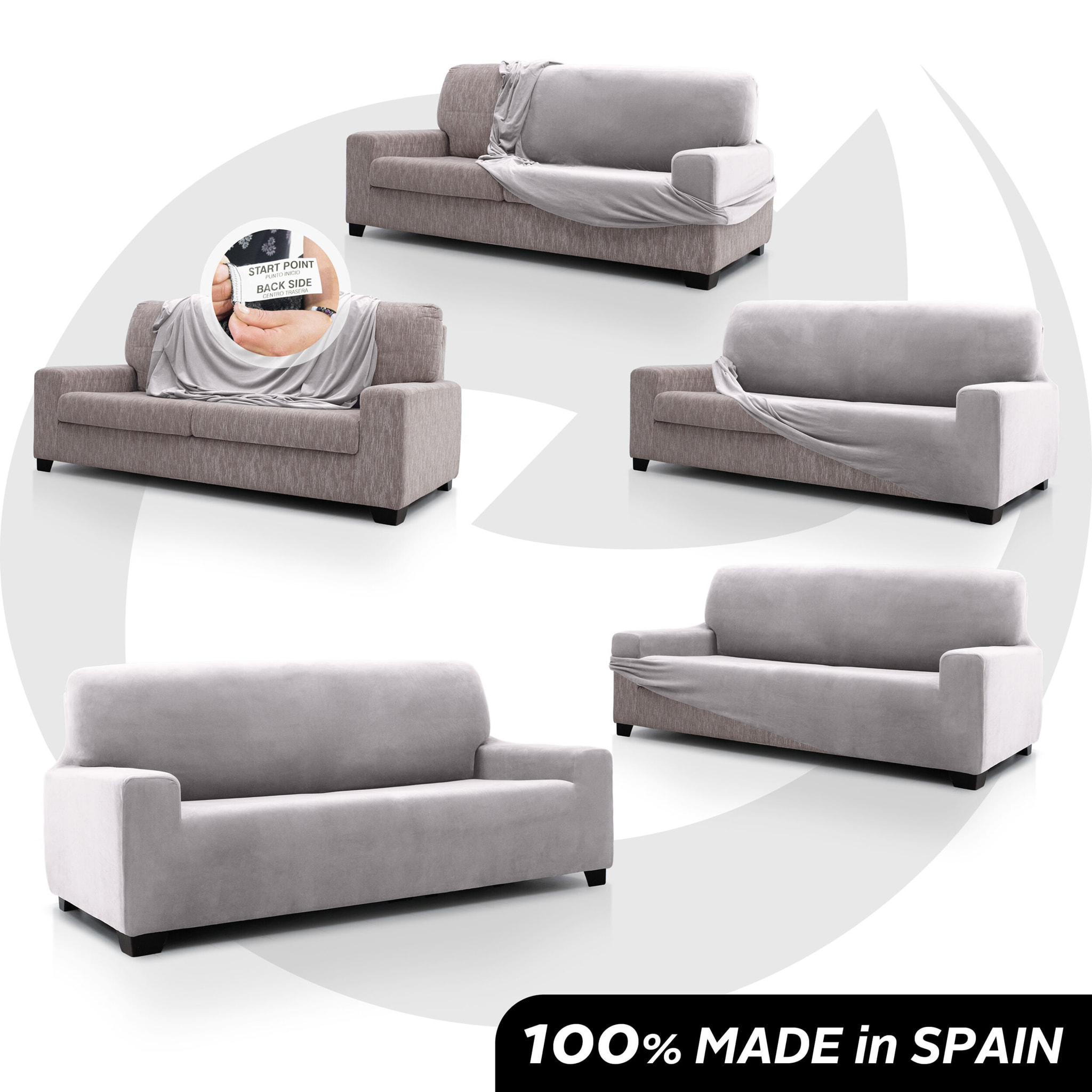 Funda de sofá TERCIOPELO ANTI MANCHAS Multi elástica modelo VERONICA