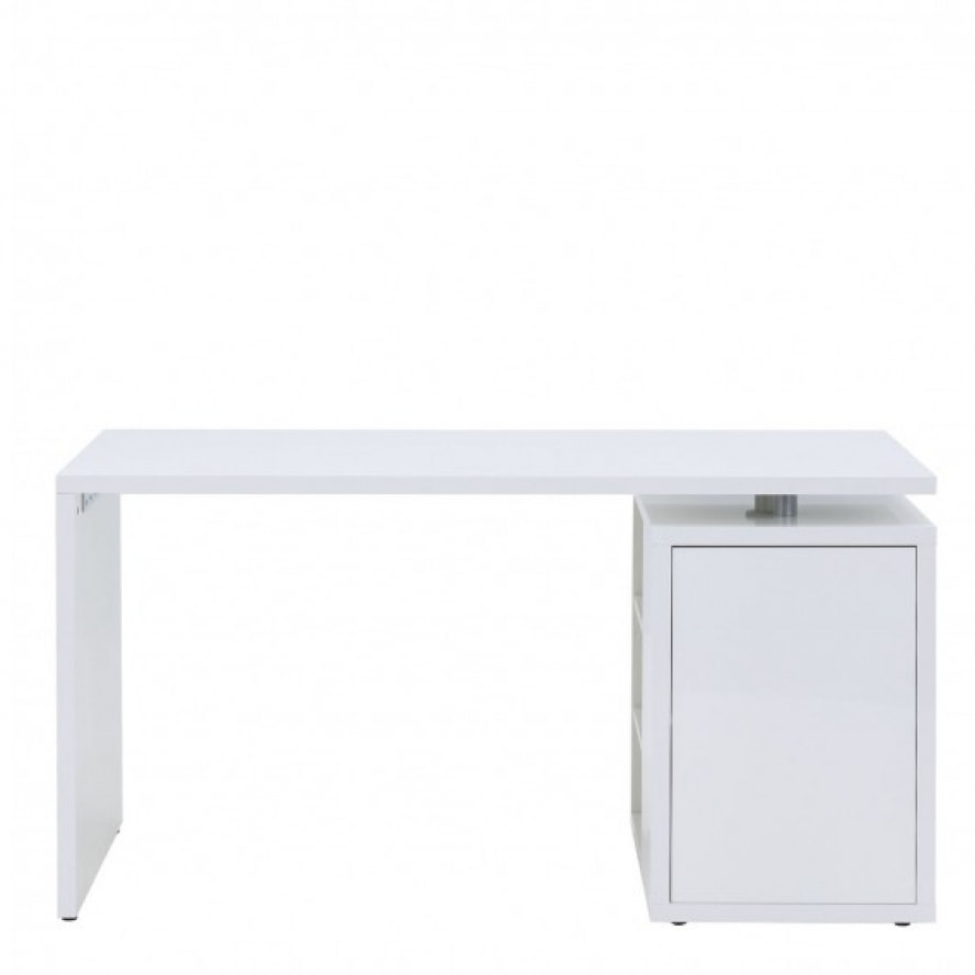 Bureau blanc laqué avec rangement - BROOK