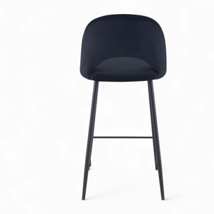 Pack 2 chaises et 2 chaises de bar 65 cm en velours noir - Pénélope