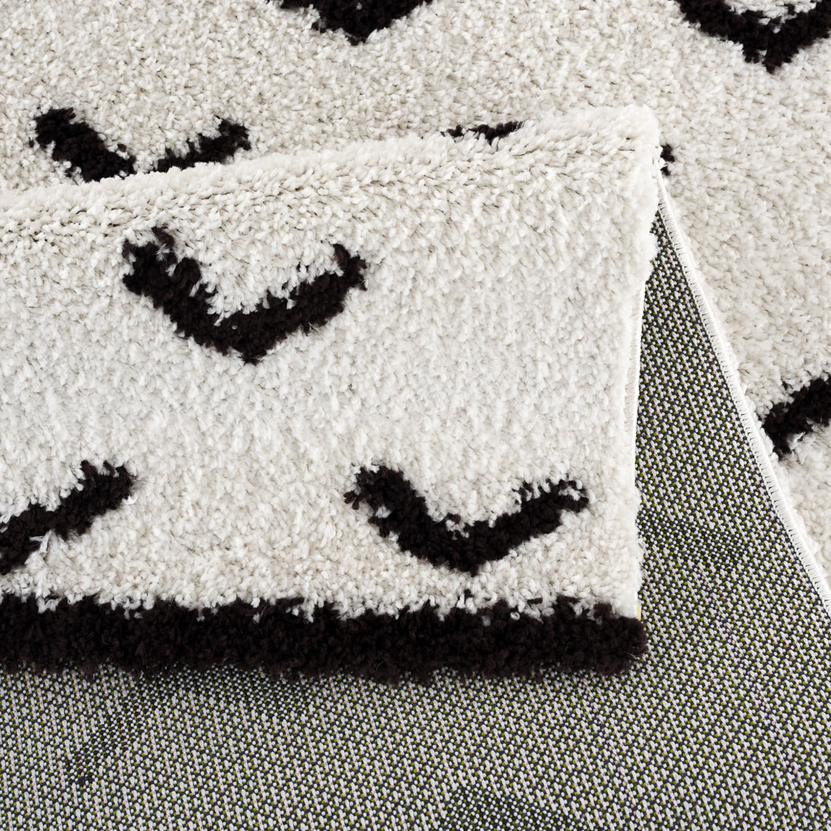 Terra - tapis shaggy de salon en laine artificielle crème, café latte
