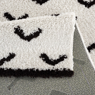Terra - tapis shaggy de salon en laine artificielle crème, café latte