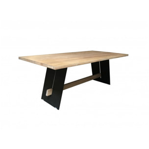 Table de repas en chêne massif et métal L200cm - ALADIN