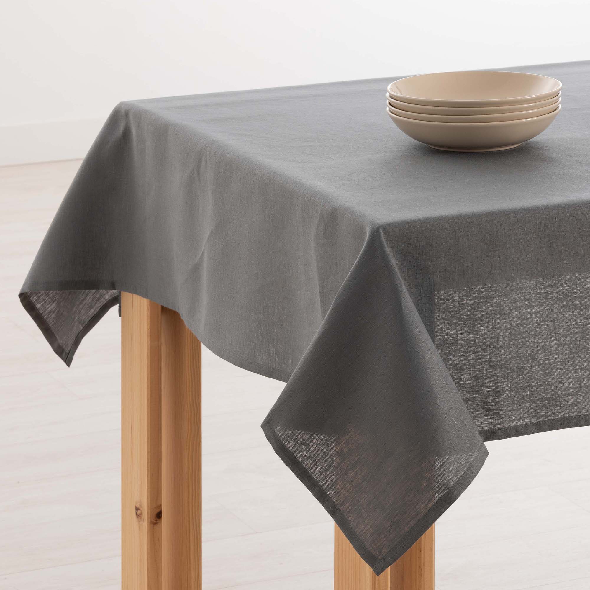 Nappe hydrofuge anti-taches en lin 100% Anthracite