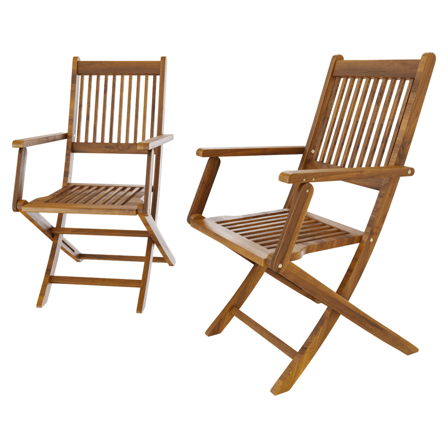 Set di 6 Sedie Da Giardino Pieghevoli In Legno Massiccio Naturale Di Acacia Con Braccioli Seduta e Schienale Alto Con Doghe Per Giardino 91x58x52 cm
