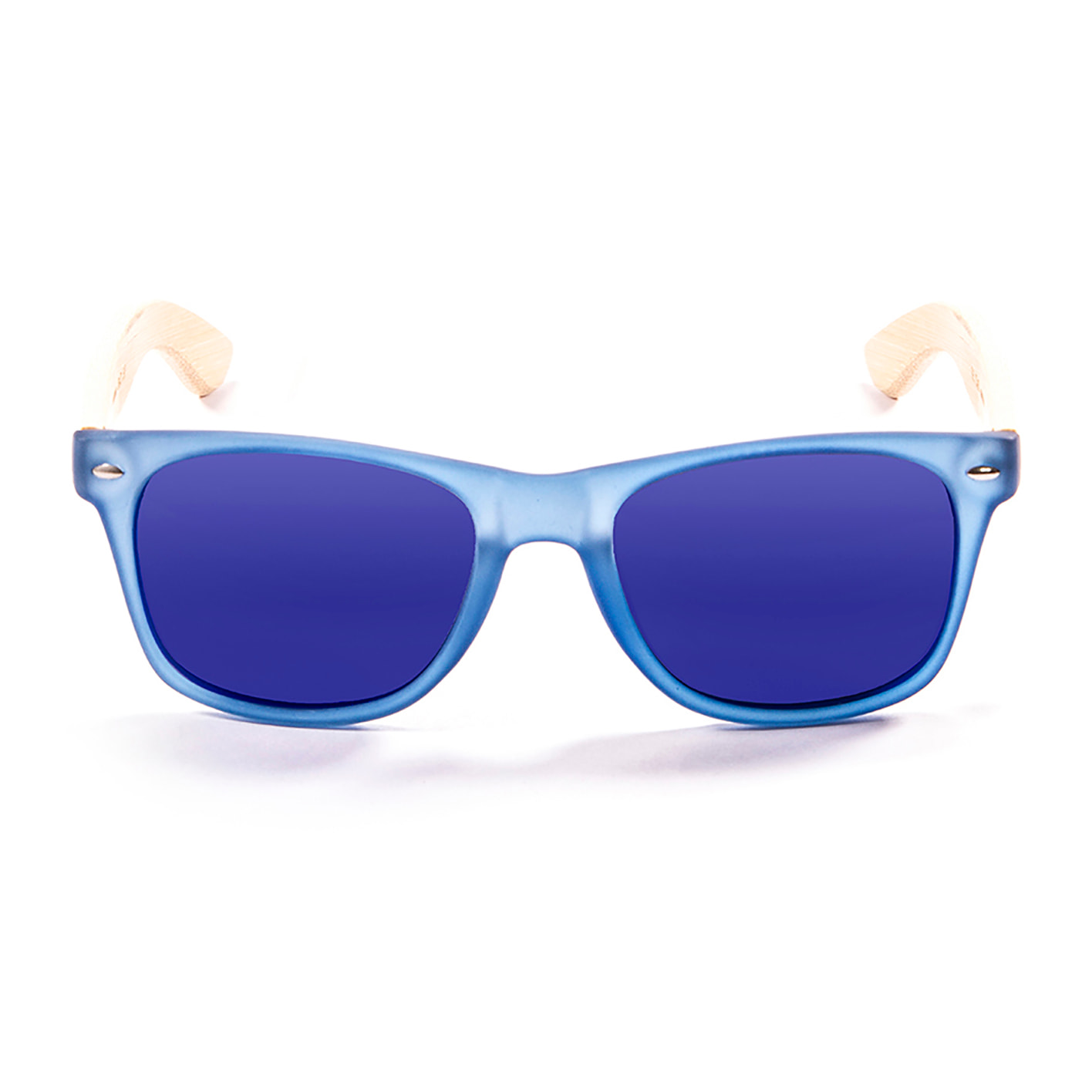 Gafas de sol OCEAN BEACH WOOD - Patilla de bambú natural con montura azul transparente / Revo azul