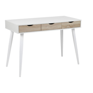 Bureau scandinave avec tiroirs blanc SANDY