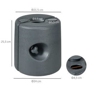 Lot de 4 poids de lestage cylindrique pour tonnelle barnum tente dim. Ø 22 / Ø 24 x 25H cm HDPE gris
