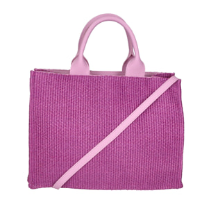 Borsa a mano da donna - Modello False - Misto pelle e tessuto - 31.0 x 41.5 x 15.5 cm