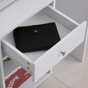 Armario para Impresora de Oficina Carro Multifuncional con Ruedas 2 Compartimentos Cajón y Soporte para CPU Estante Ajustable para Estudio 60x40x68,5 cm Blanco Veteado de Madera