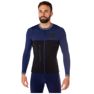 camiseta ciclismo hombre manga larga azul /negro