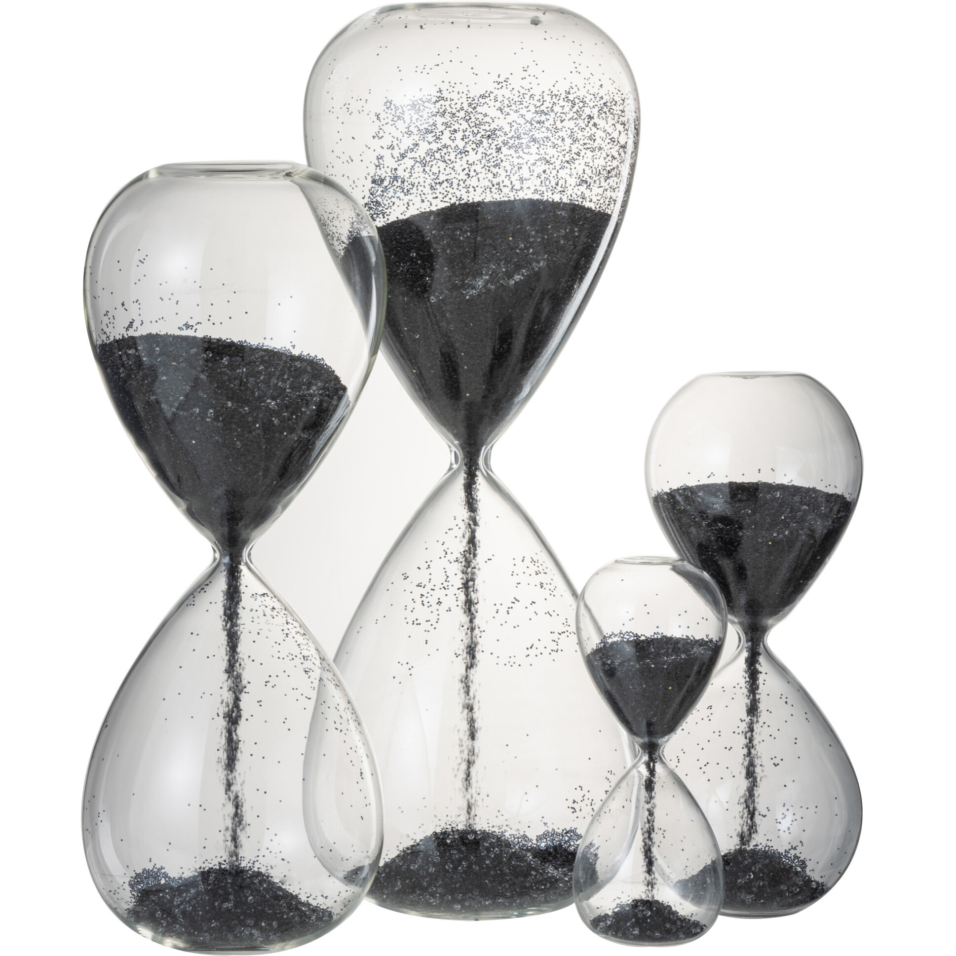 J-Line Sablier Perles Verre Noir Extra Large