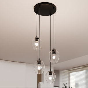 Lampada a sospensione ISTAR in metallo nero e vetro
