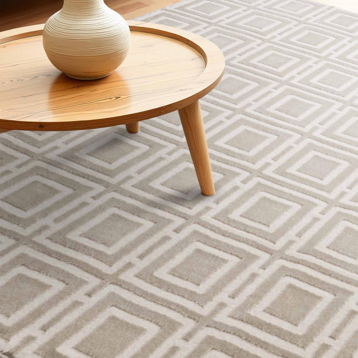 Tapis salon motif géométrique, design graphique et original, confort