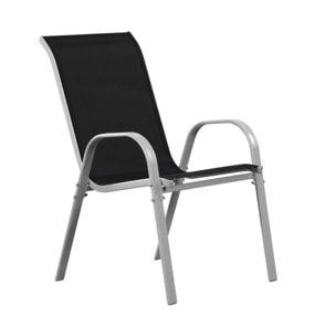 Table et chaises de jardin en textilène "Cordoba" - Phoenix - 6 places - Noir