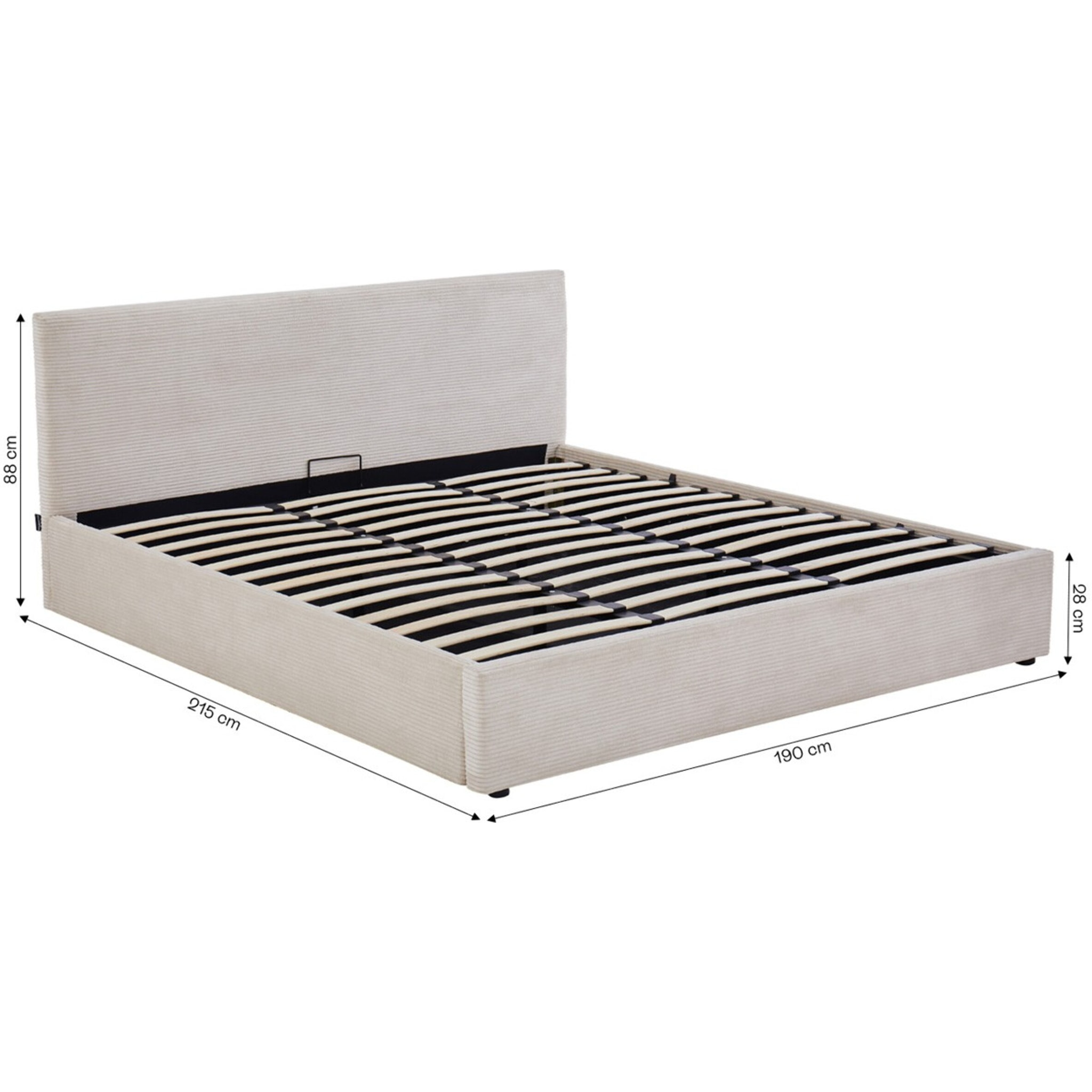 Lit coffre avec tête de lit en velours côtelé - TINA