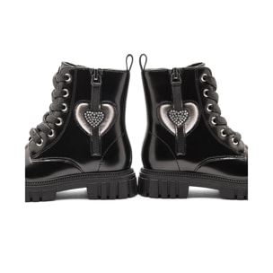 Stivali da bambina in stile militare con cerniera interna e stampa a cuore