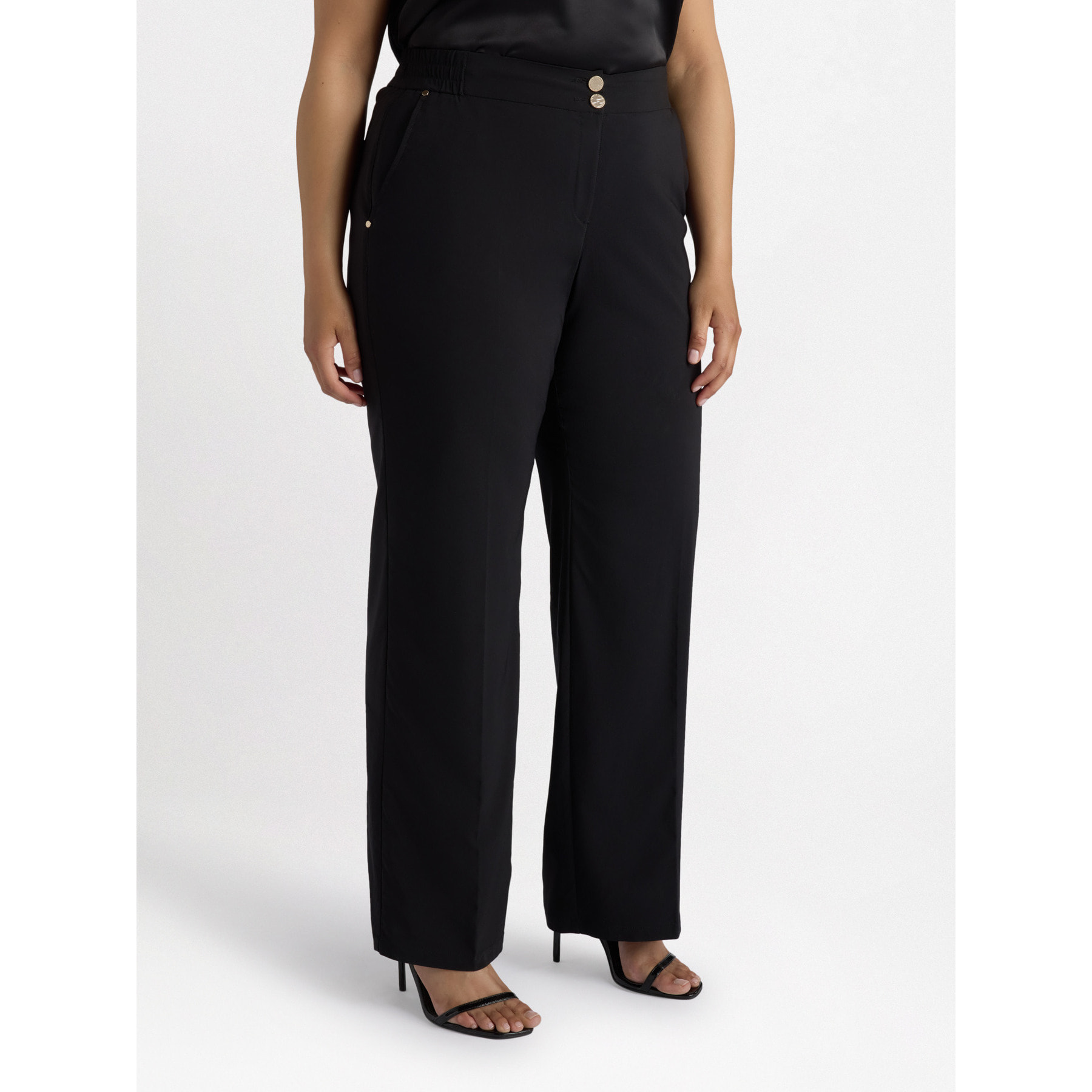 Fiorella Rubino - Pantaloni dritti in popeline leggero - Nero