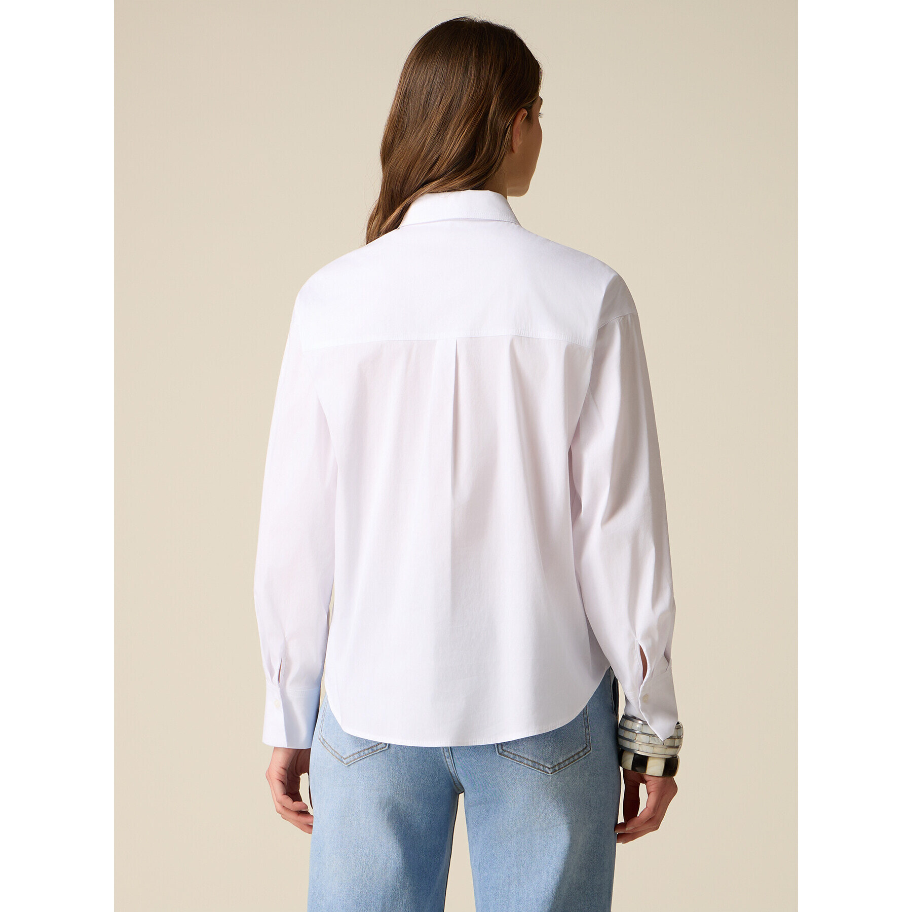 Oltre - Camisa de popelina con bordado de joya - Blanco