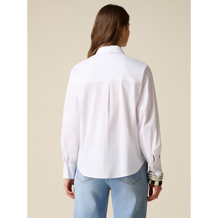 Oltre - Camisa de popelina con bordado de joya - Blanco