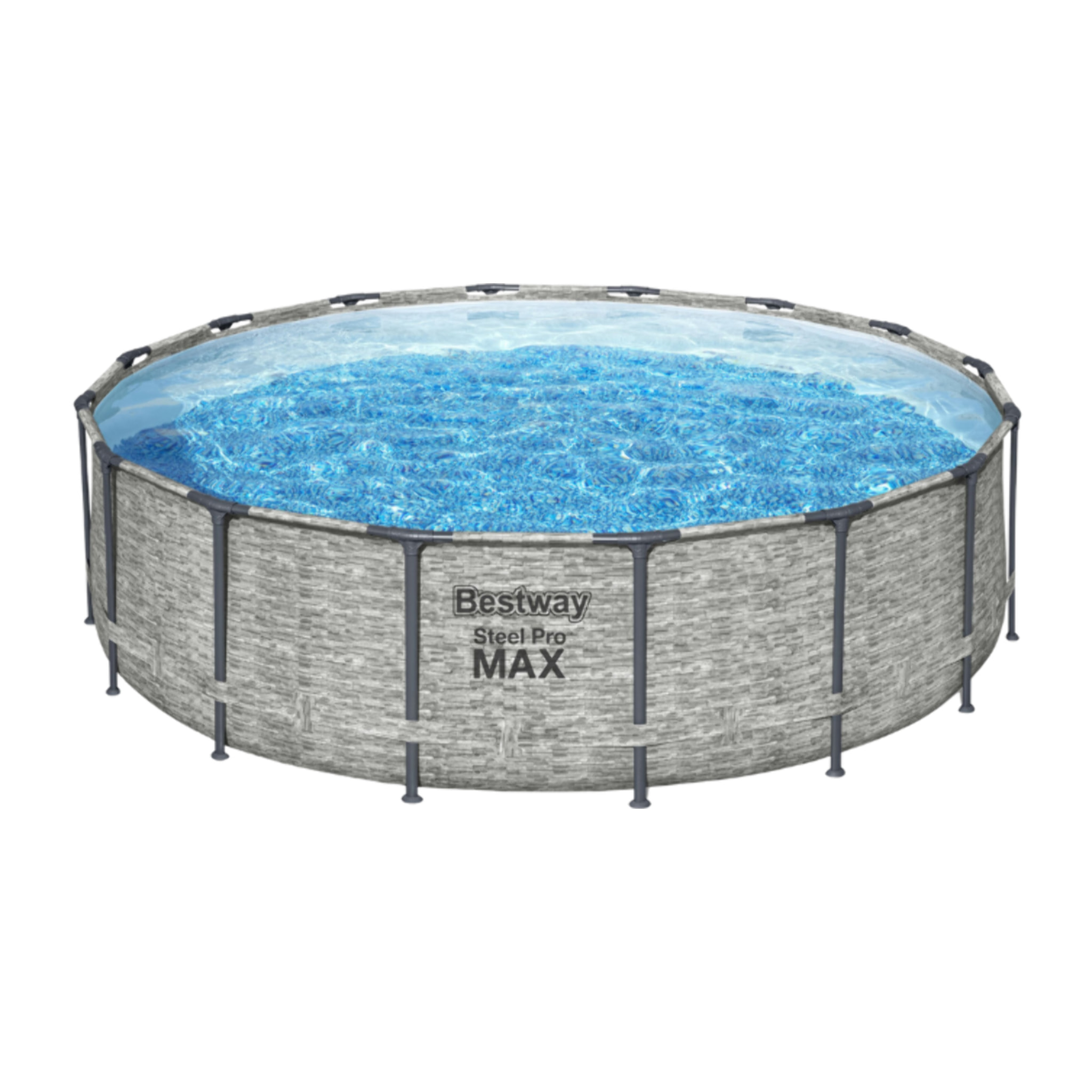 Bestway Piscine hors sol tubulaire ronde Bestway Steel Pro Max 488 x 122 cm décor pierres