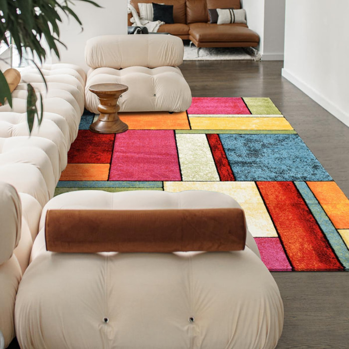 Tapis salon et chambre tissé motif géométrique TUHO