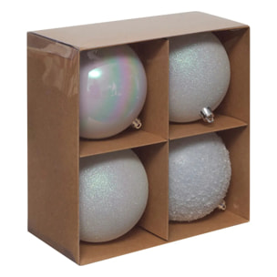 Lot de 4 boules D.10cm polystyrène recyclé blanc