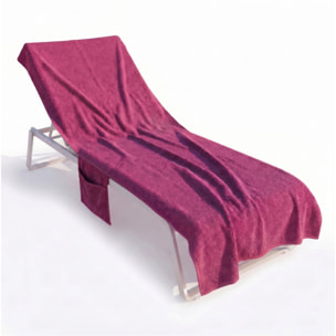 Telo mare grande in spugna 100% cotone 75x190 cm con tasche e bottoni, asciugamano lettino morbido e super assorbente, asciugatura rapida, fissaggio stabile, ideale per spiaggia piscina e spa, resistente e pratico per uso estivo