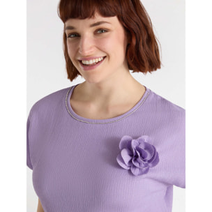 Fiorella Rubino - Blusa in creponne con fiore - Viola
