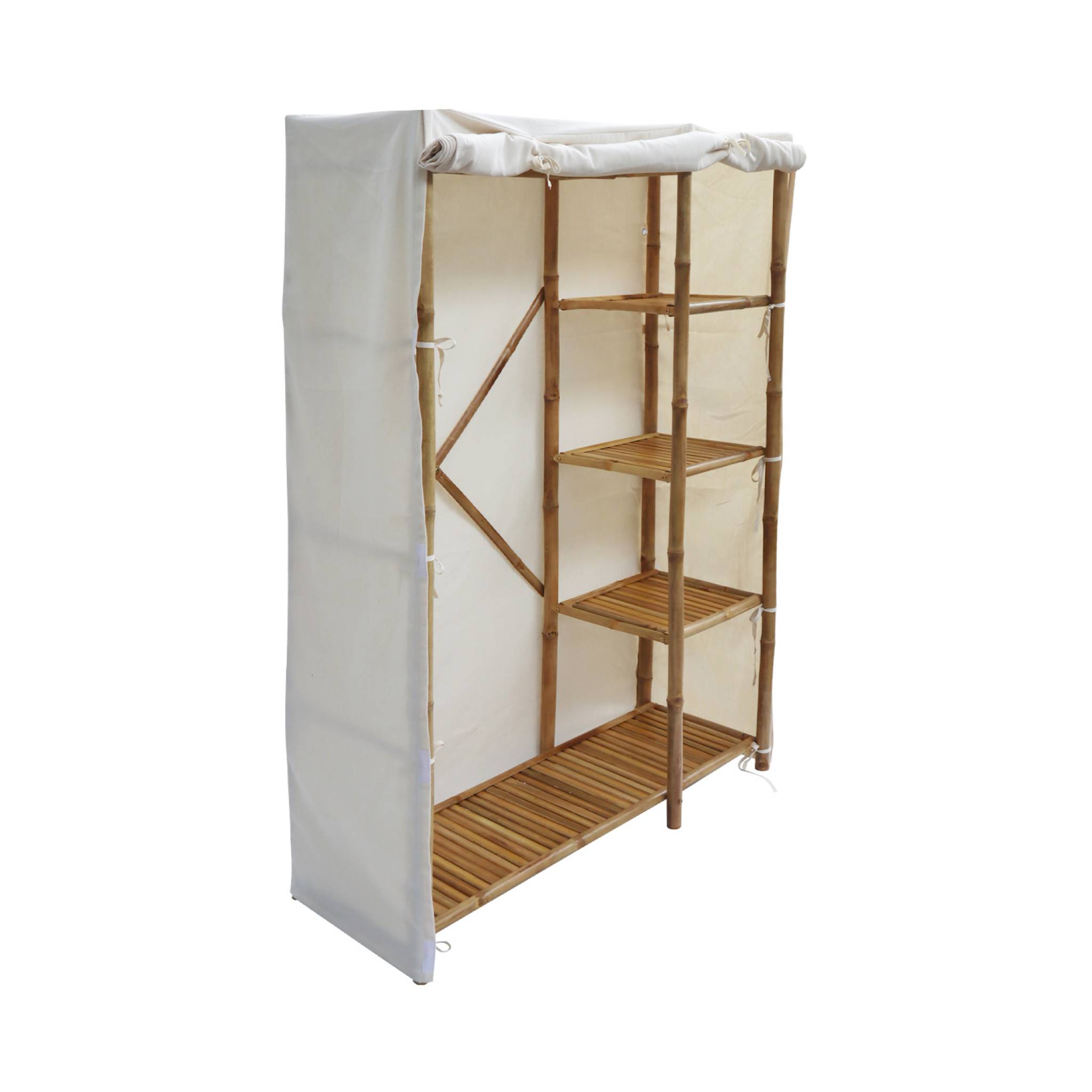 Armoire dressing en bambou. 3 étagères L110 x P40 x H170cm