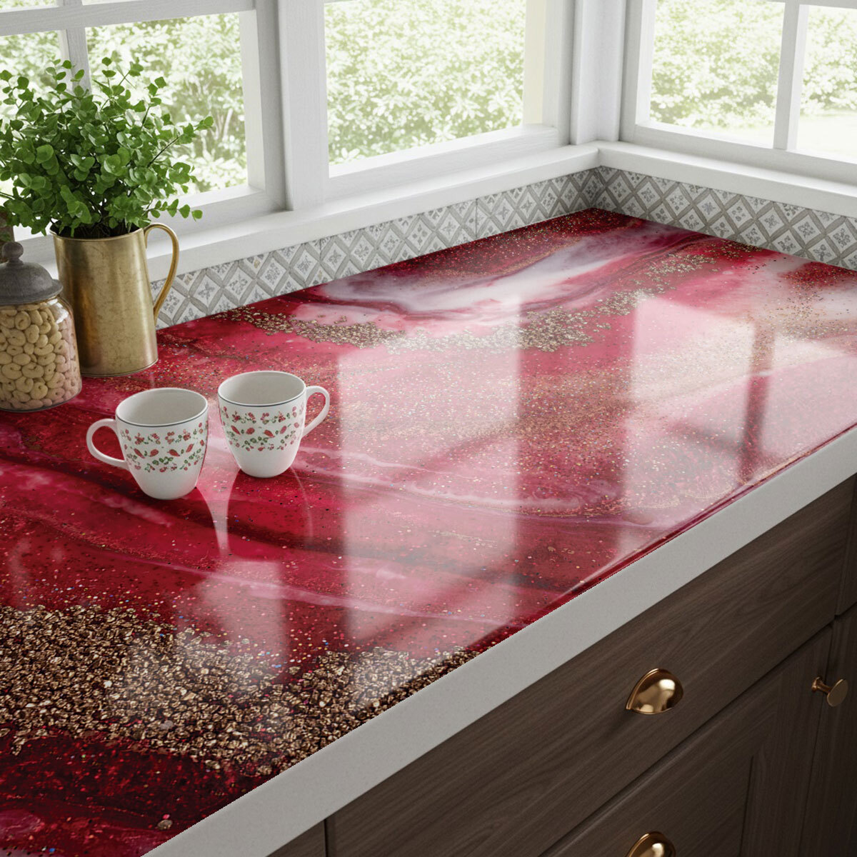 Rouleau revêtement adhésif imperméable - Sticker lavable plan de travail - ÉPOXY APACHE