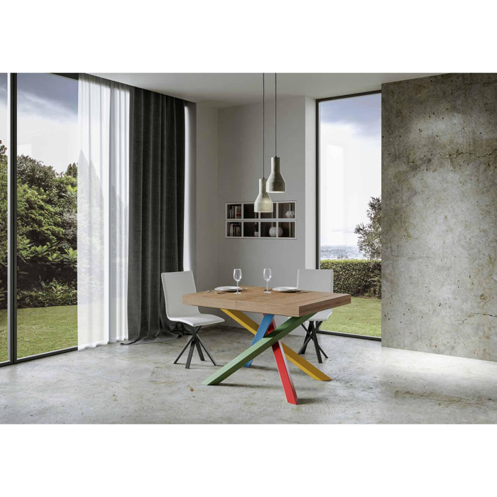 Mesa extensible 90x120/224 cm Volantis Roble Natural estructura multicolor 4/B