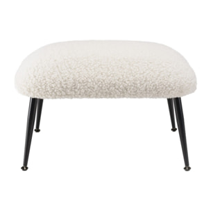 AGATHE - Tabouret cosy tissu bouclette blanc pieds métal noir