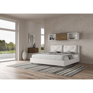 Lit king size coffre rembourré 180x210 similicuir blanc Appia