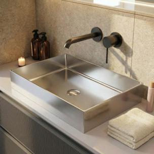 Timeless Vasque à poser en Acier inoxydable 304, 55x38x11cm sans trop-plein + Bonde, Chrome brossé