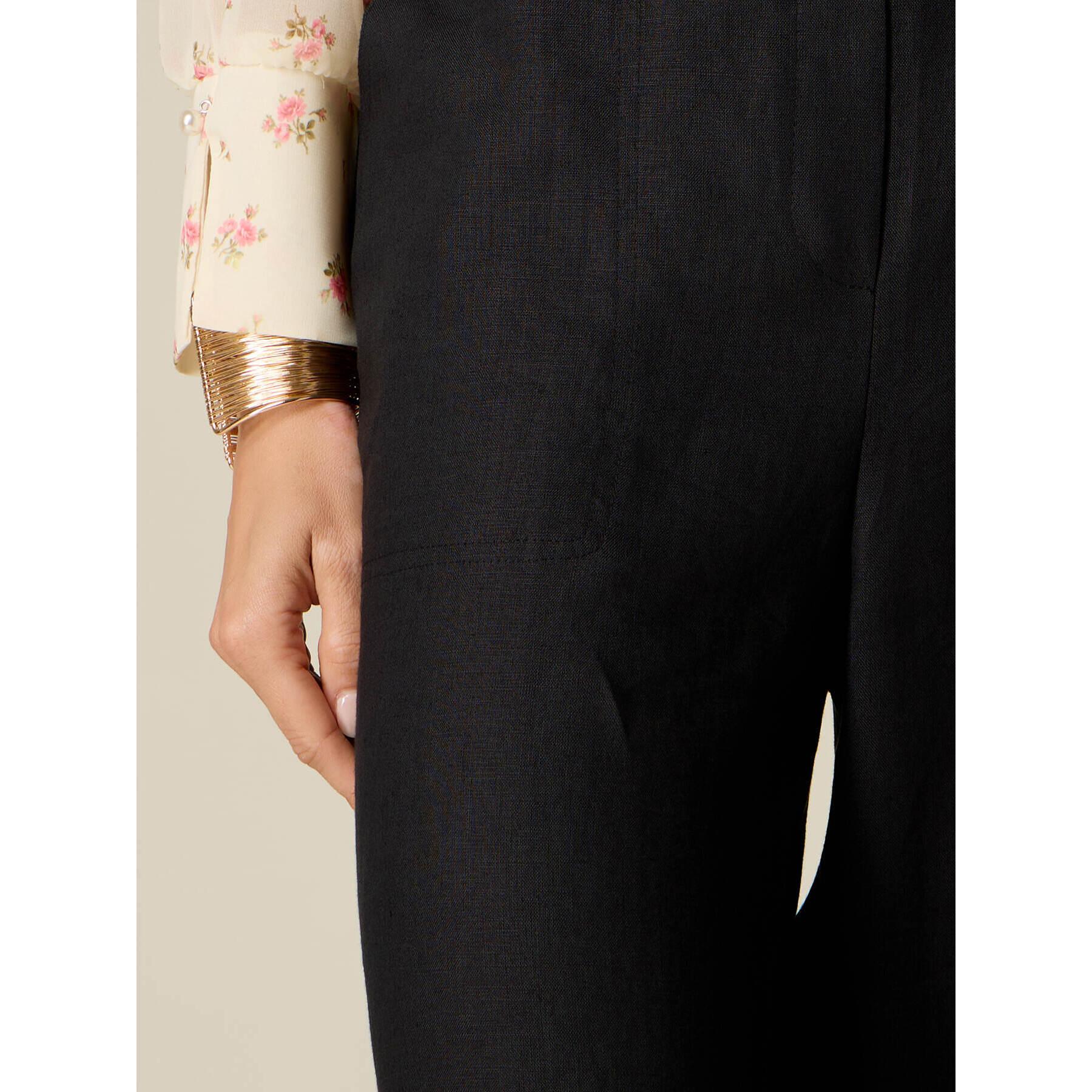 Oltre - Pantaloni palazzo in lino - Nero