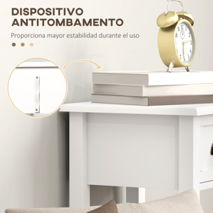 Juego de 2 Mesas Auxiliares Modernas, Mesas Auxiliares para Sofá, con Cajón y Estante, Mesitas de Noche para Salón, Dormitorio, 30x30x75 cm, Blanco