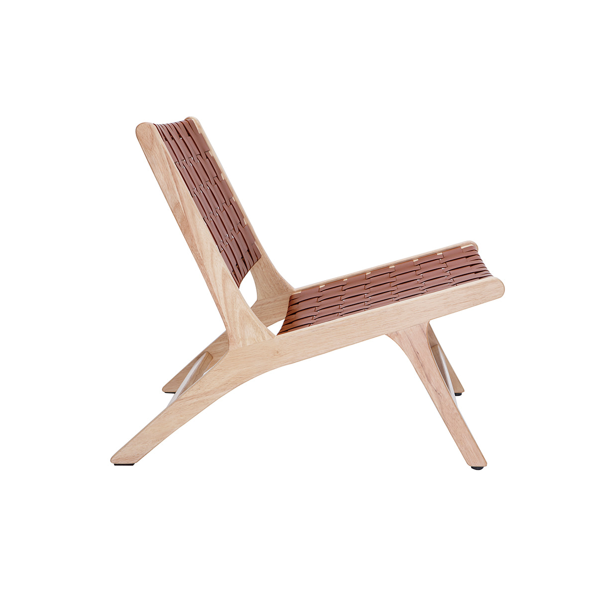 Fauteuil ethnique en bois et sangles tressées marron BONDI