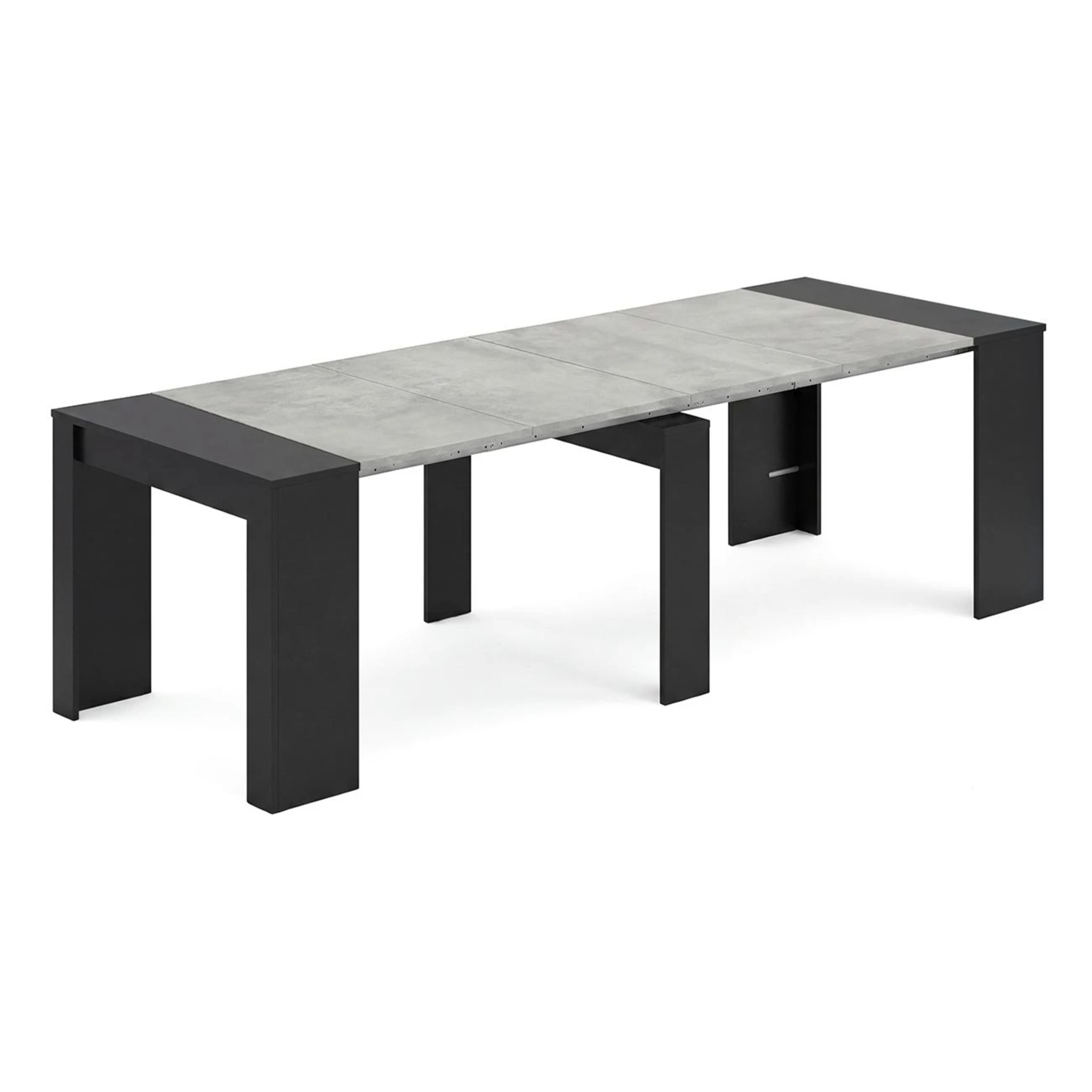 Mesa consola extensible en negro mate y gris cemento 50-235x90 cm Denis Negro Mate - Gris Cemento