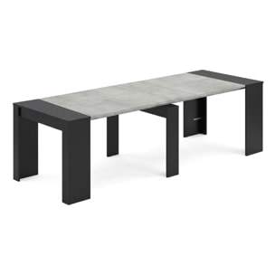 Mesa consola extensible en negro mate y gris cemento 50-235x90 cm Denis Negro Mate - Gris Cemento