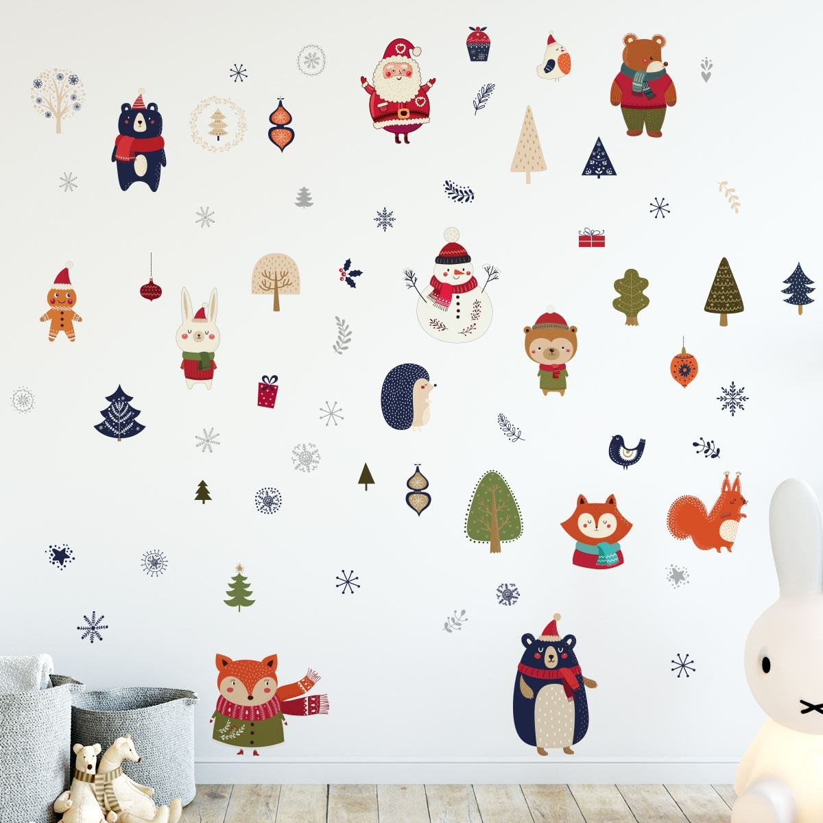 Stickers Noël animaux de la forêt du réveillon - Autocollants stickers adhésifs noël - décoration fêtes