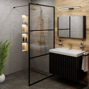 Walk-in paroi de douche à l'italienne 140 cm en verre, noir mat (SIKOWI140CP)