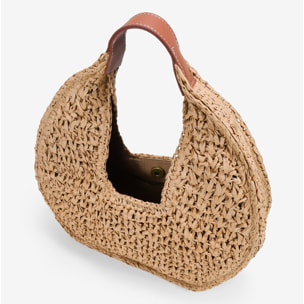 Bolso de hombro tostado en rafia