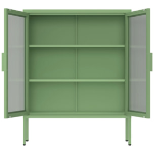 Vetrina in metallo 2 ante con ripiani 80x38x100h cm verde - Pop