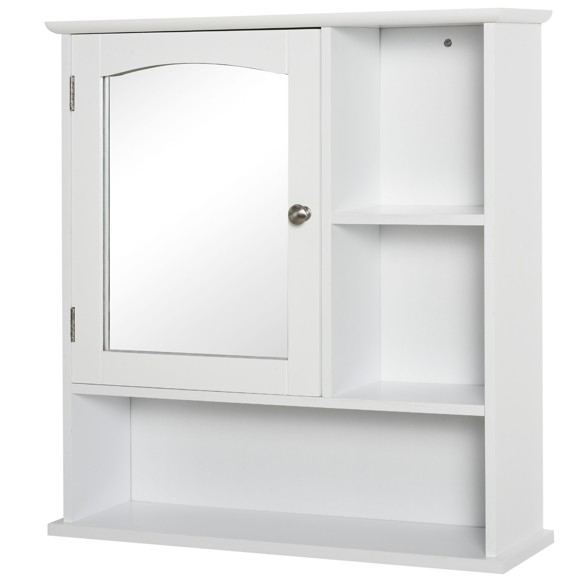 Armoire murale salle de bain armoire à glace placard de rangement toilettes 1 porte niche + étagères latérales MDF blanc