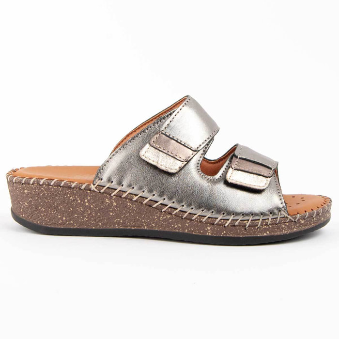 Sandalia De Cuña - Plateado - Altura: 4 Cm