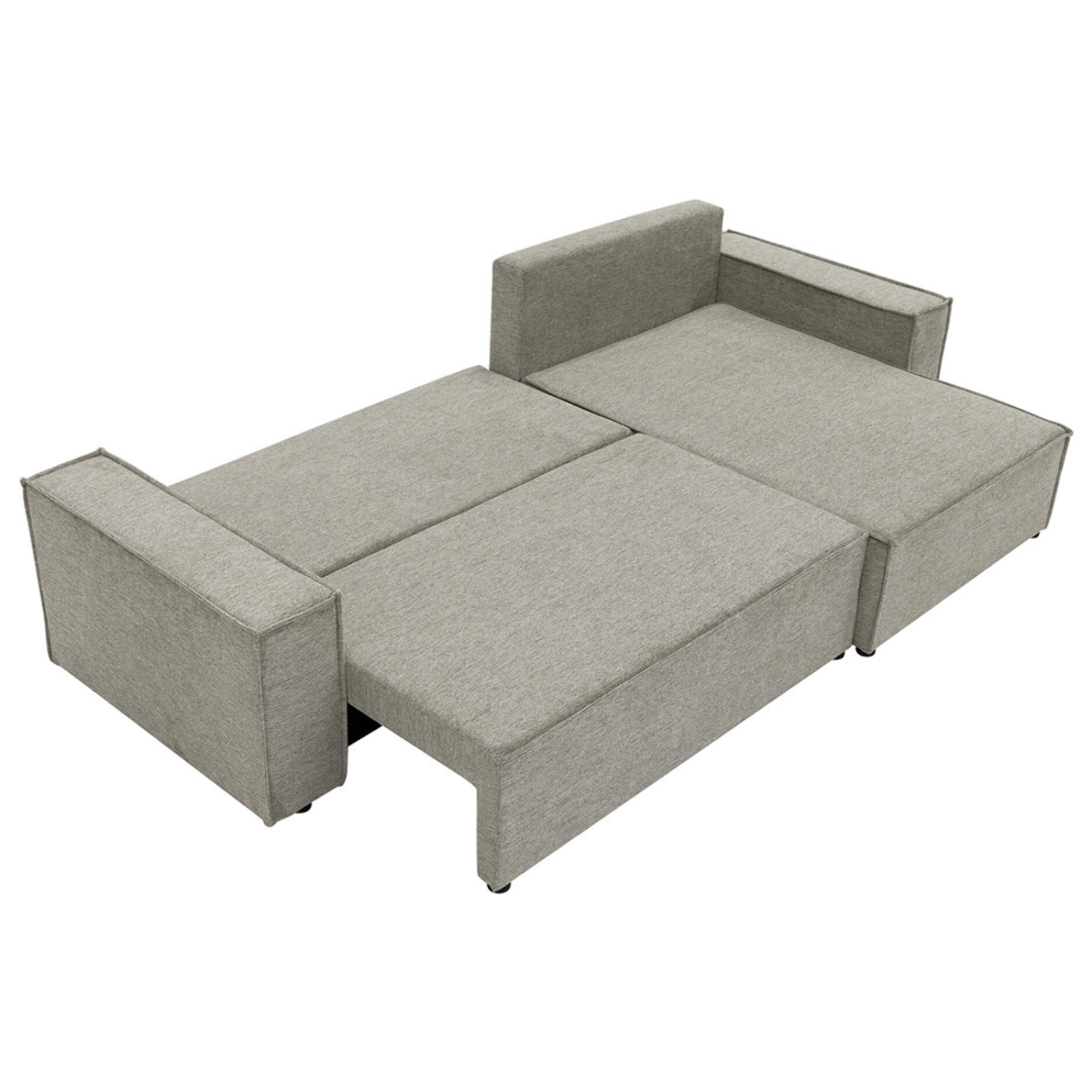 Cezanne - Canapé d'angle réversible 5 places convertible avec coffre en tissu texturé - Gris clair