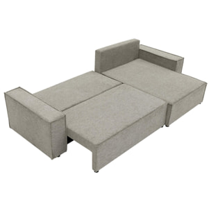 Cezanne - Canapé d'angle réversible 5 places convertible avec coffre en tissu texturé - Gris clair