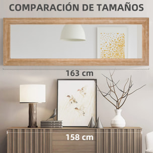 Espejo de Pared Cuerpo Entero 163x53,5 cm Espejo de Suelo Espejo de Pie con Marco de Madera Decoración para Salón Dormitorio Cocina Estilo Vintage Natural