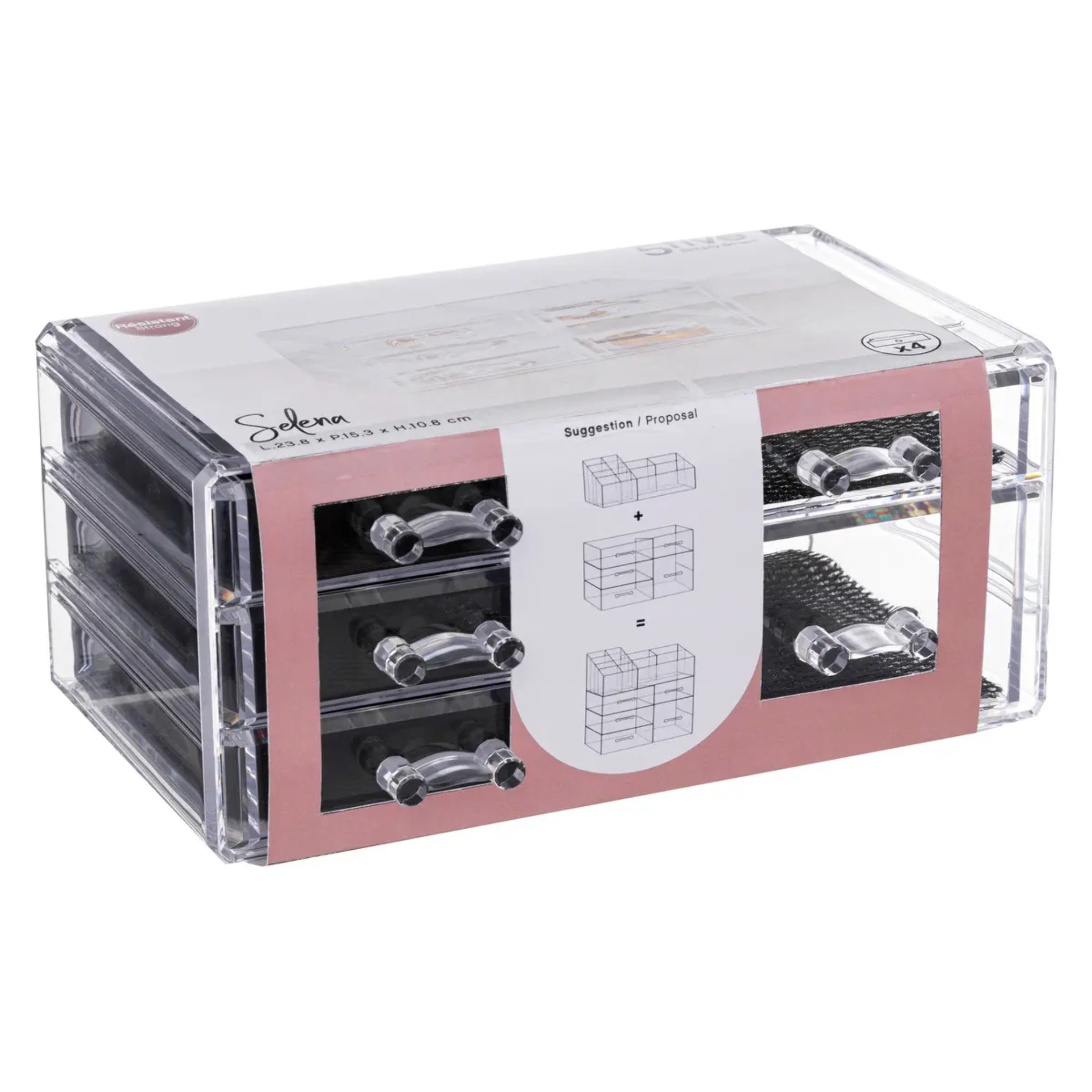 Boîte à bijoux 5 tiroirs Transparent Selena